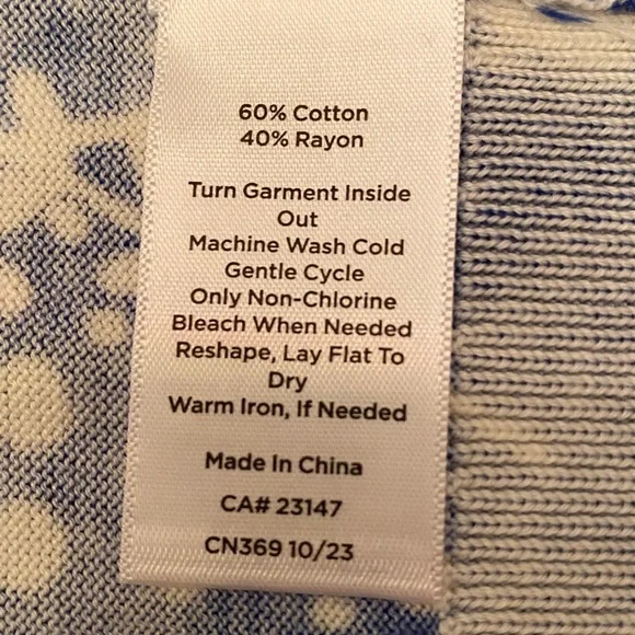 💐Talbots Blue/ White/ Black Abstract Floral Charming Cardigan Sweater - Picture 8 of 11